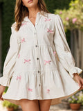 Collared Neck Flounce Sleeve Mini Dress - Trendsi