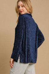 Umgee Side Slit Texture Button Up Shirt - Trendsi - Flyclothing LLC