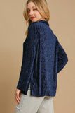 Umgee Side Slit Texture Button Up Shirt - Trendsi