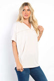 Be Stage Full Size V-Neck Short Sleeve Ribbed Top - Trendsi - Flyclothing LLC