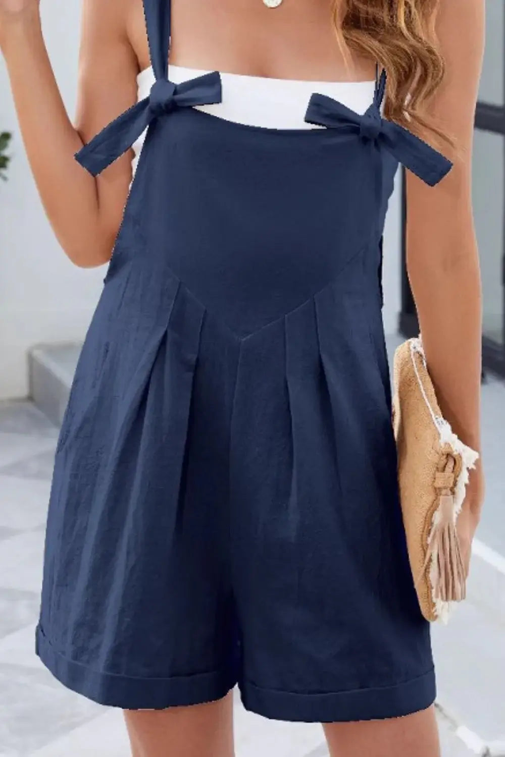 Knotted Strap Romper with Pockets - Trendsi - Flyclothing LLC