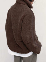 Zip Up Turtleneck Long Sleeve Plush Jacket - Trendsi - Flyclothing LLC