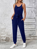Scoop Neck Tie Waist Jumpsuit - Trendsi