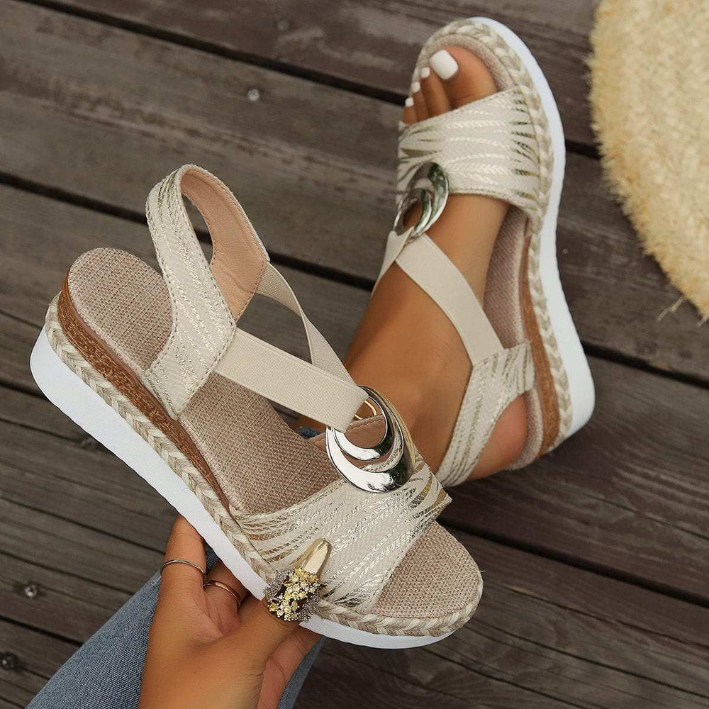 Peep Toe Wedge Sandals - Trendsi - Flyclothing LLC