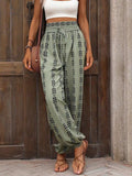 Tied Printed High Waist Pants - Trendsi - Flyclothing LLC