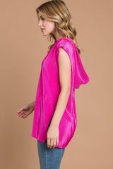 Culture Code Slit Cap Sleeve Hooded Top - Trendsi - Flyclothing LLC