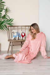 Double Take Full Size Pocketed Hooded Midi Lounge Dress - Trendsi