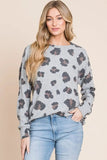 BOMBOM Leopard Drop Shoulder T-Shirt - Trendsi