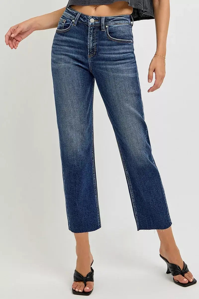 RISEN High Rise Slim Barrel Jeans - Trendsi - Flyclothing LLC