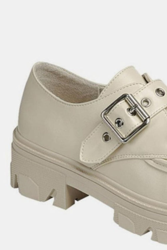 Forever Link Buckled Platform Lug Sole Loafers - Trendsi