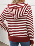 Perfee Striped Long Sleeve Hooded Sweater - Trendsi