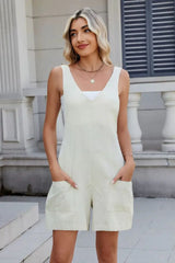 V-Neck Adjustable Strap Romper - Trendsi - Flyclothing LLC