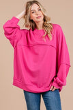 Ces Femme Exposed Seam Long Sleeve Sweatshirt - Trendsi