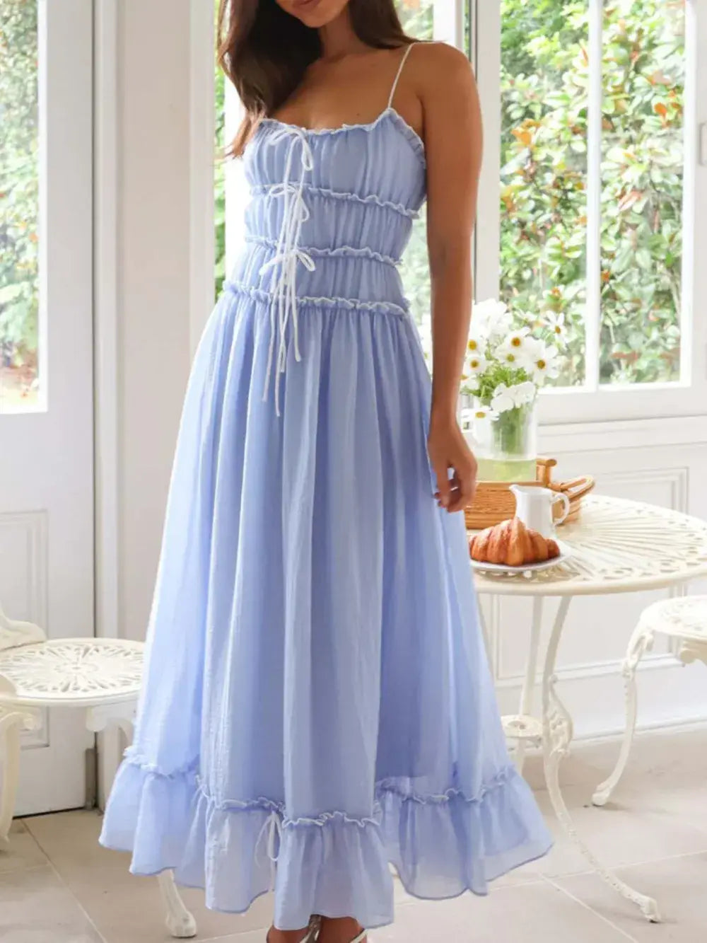Devine Frill Ruffled Hem Midi Cami Dress - Trendsi - Flyclothing LLC