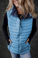 Pocketed Zip Up Vest Coat - Trendsi - Flyclothing LLC