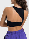 Cutout Round Neck Active Tank - Trendsi - Flyclothing LLC