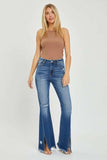 RISEN Full Size High Rise Front Slit Frayed Hem Flare Jeans - Trendsi - Flyclothing LLC