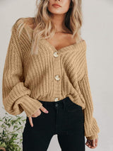 Button Up Long Sleeve Cardigan - Trendsi - Flyclothing LLC