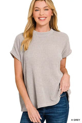 Zenana Chenille Waffle Cap Sleeve Sweater - Trendsi - Flyclothing LLC