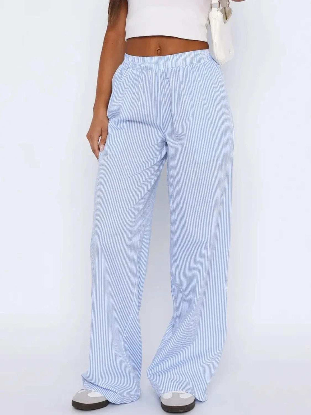 Pocketed Striped Wide Leg Pants - Trendsi - Flyclothing LLC