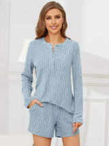 Ribbed Round Neck Top and Shorts Set - Trendsi - Flyclothing LLC