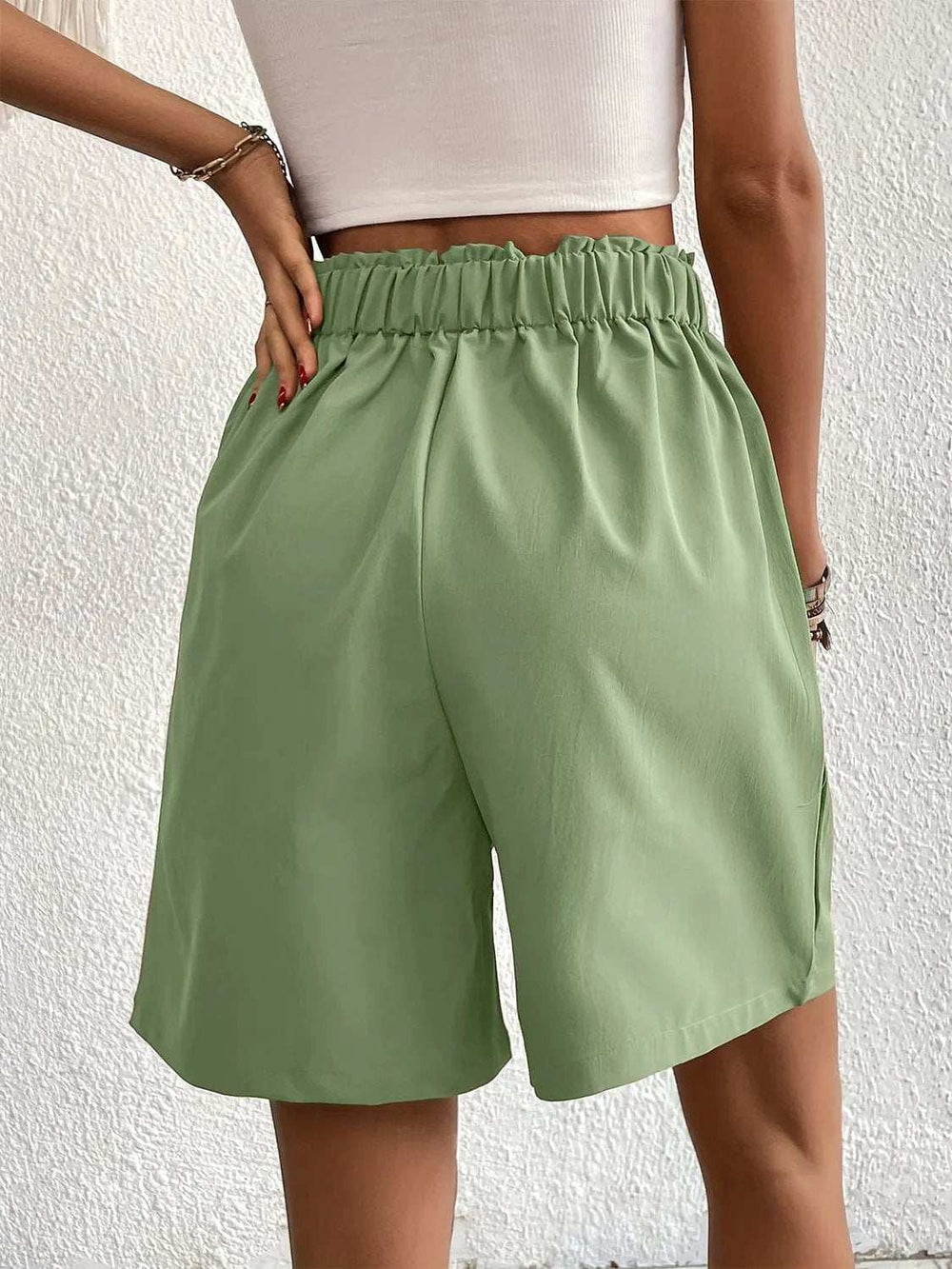 Pocketed Half Elastic Waist Shorts - Trendsi - Flyclothing LLC