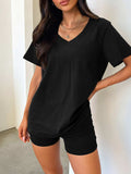 V-Neck T-Shirt and Shorts Set - Trendsi - Flyclothing LLC