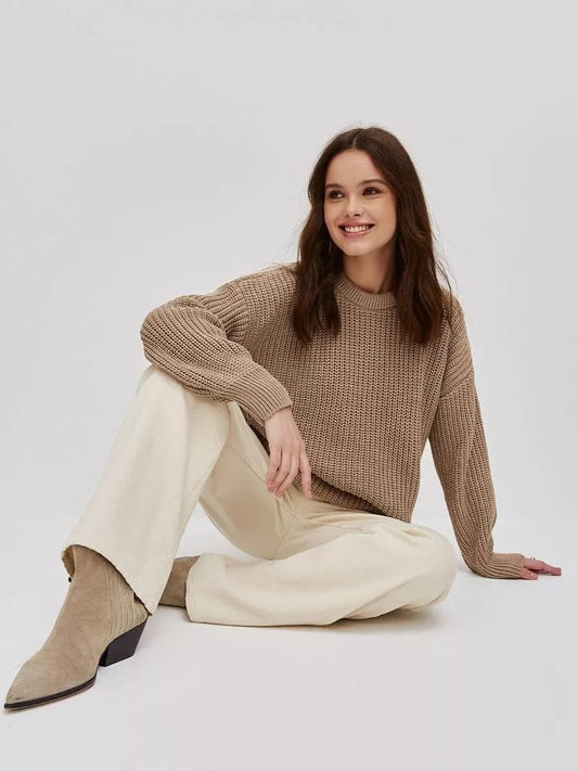 Round Neck Long Sleeve Sweater - Trendsi