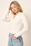 Mittoshop Polo Long Sleeve Ribbed Knit Top - Trendsi - Flyclothing LLC