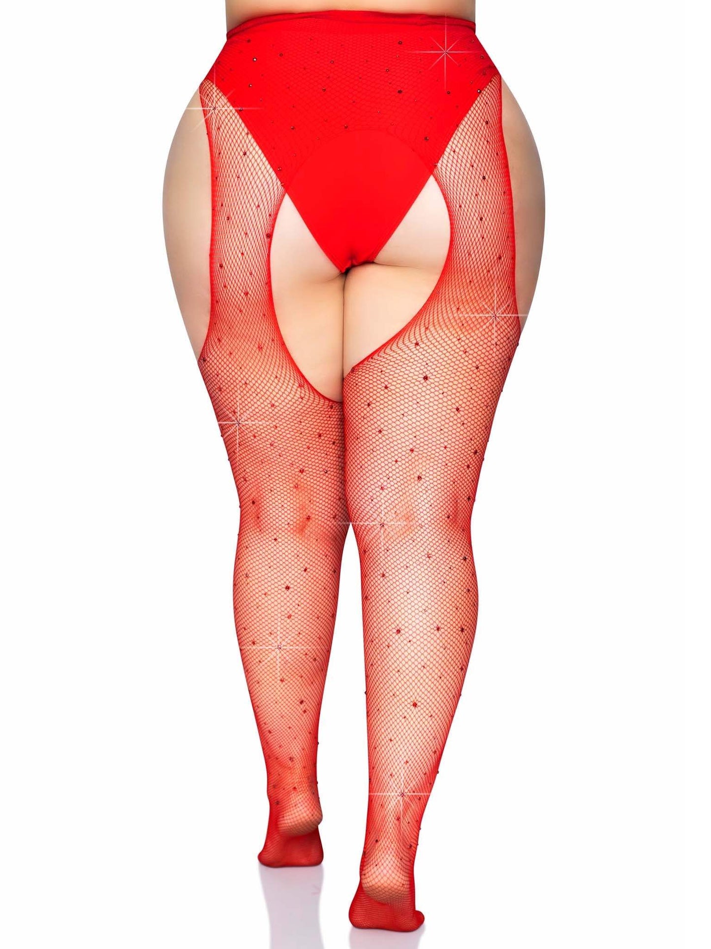 Casey Rhinestone Fishnet Suspender Tights