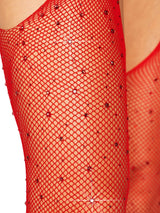 Casey Rhinestone Fishnet Suspender Tights