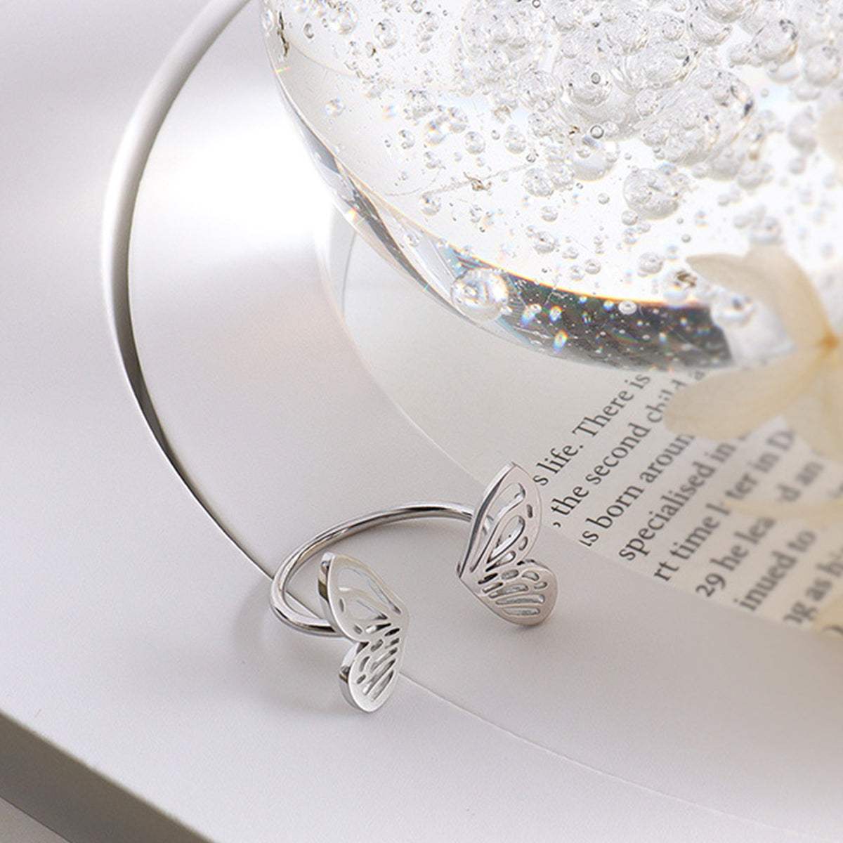 Titanium Steel Butterfly Open Ring - Trendsi - Flyclothing LLC