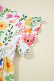 Floral Boxy Fit Ruffled Short Sleeve Blouse - Trendsi - Flyclothing LLC