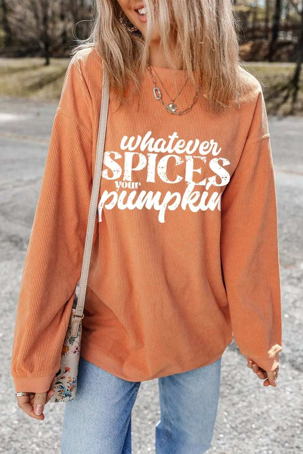 Letter Graphic Round Neck Long Sleeve Oversize Sweatshirt - Trendsi - Flyclothing LLC