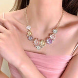 Alloy Rhinestone Daisy Necklace - Trendsi - Flyclothing LLC
