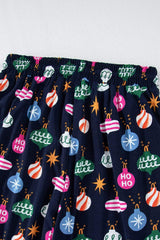 Christmas Lights Print Collared Neck Top and Pants Set - Trendsi - Flyclothing LLC