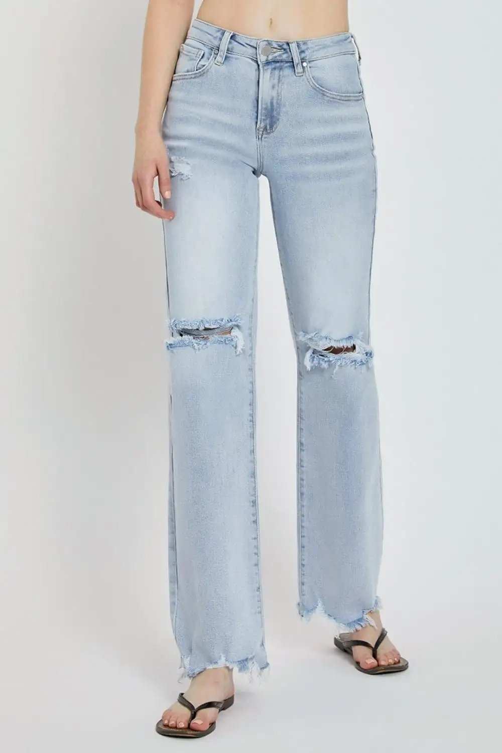Risen Full Size High Rise Distressed Wide Leg Jeans - Trendsi - Flyclothing LLC