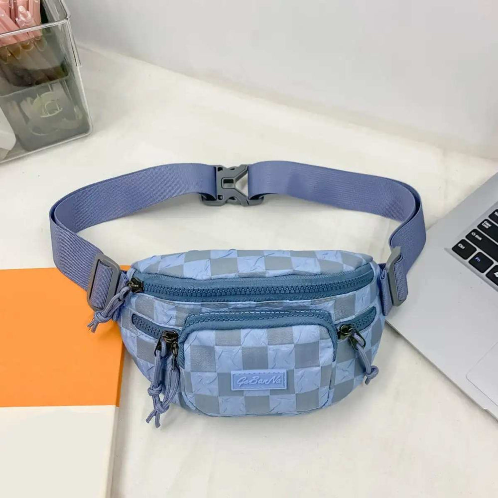Checkered Adjustable Strap Nylon Crossbody Bag - Trendsi - Flyclothing LLC