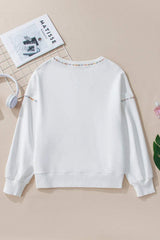 Sequin Football Round Neck Long Sleeve Sweatshirt - Trendsi - Flyclothing LLC