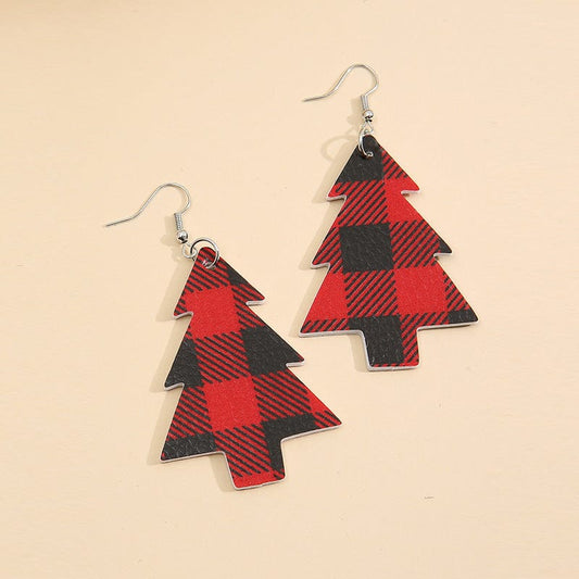 Christmas Tree PU Leather Dangle Earrings - Trendsi
