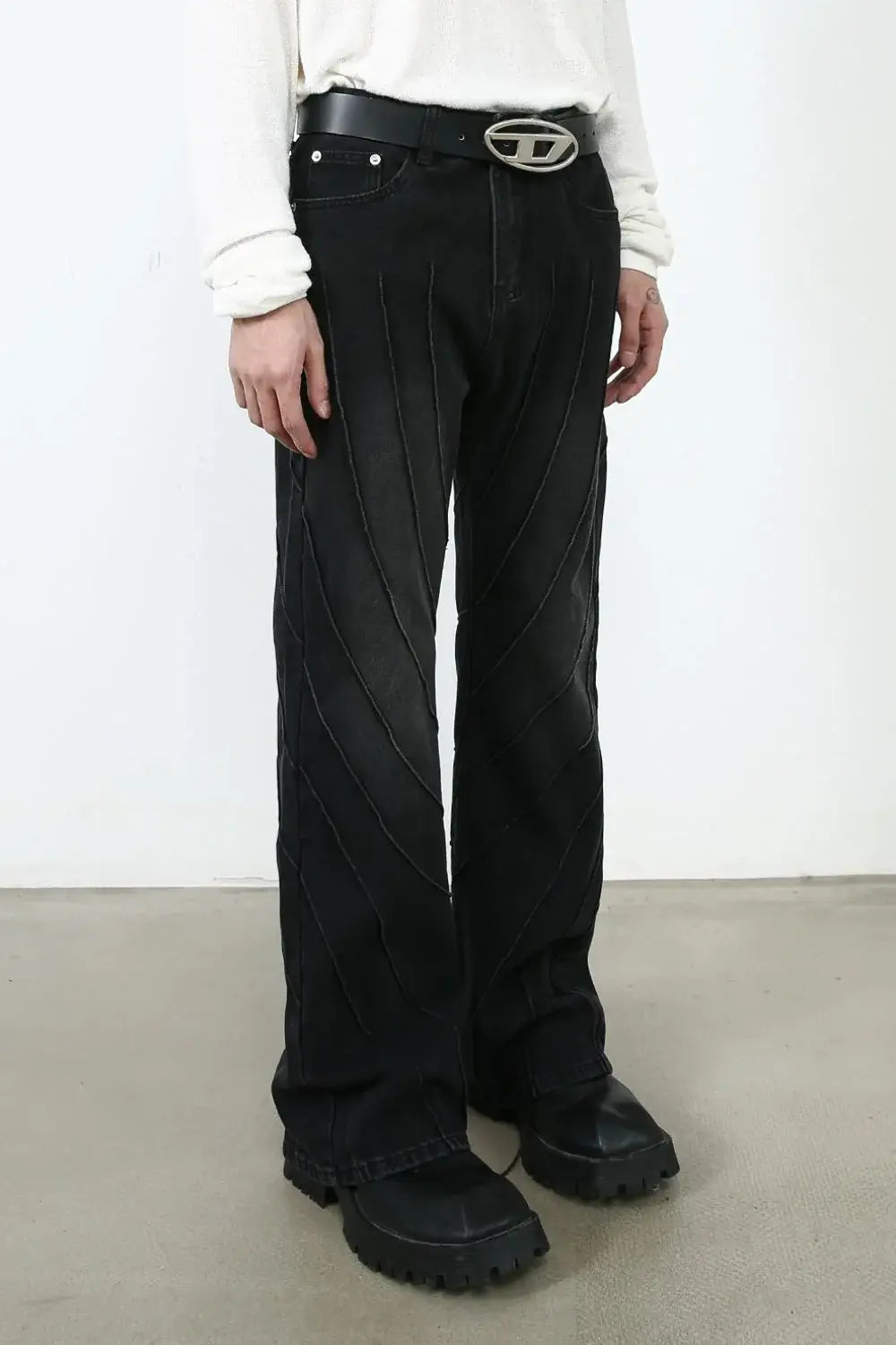 Men's Exposed Seam Jeans with Pockets - Trendsi - Flyclothing LLC