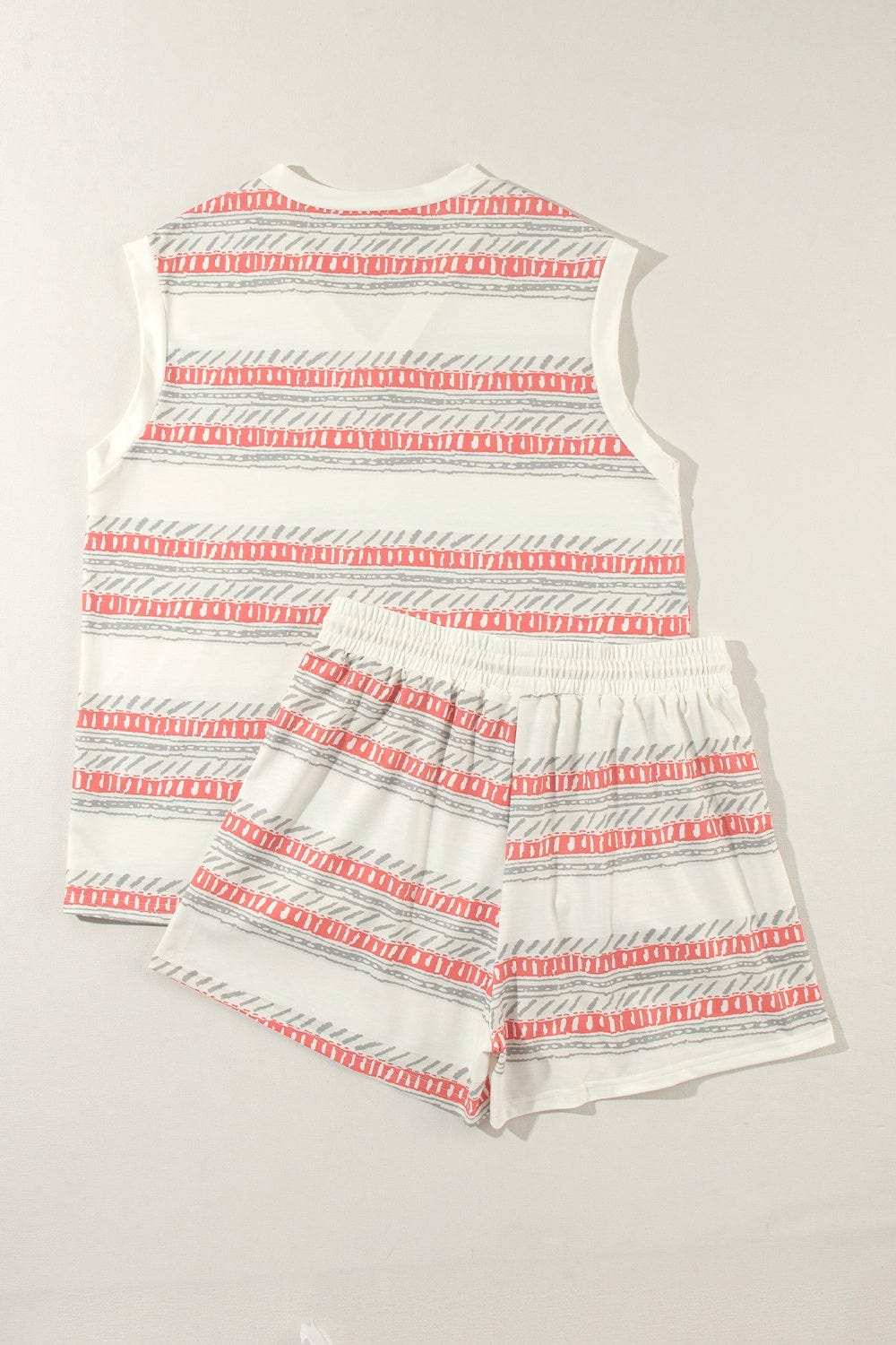 V-Neck Sleeveless Top and Drawstring Shorts Set - Trendsi - Flyclothing LLC