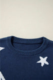 Star Round Neck Long Sleeve Sweater - Trendsi - Flyclothing LLC
