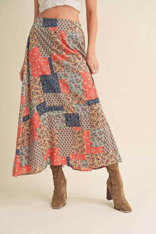 Aemi + Co Printed Maxi Skirt - Trendsi - Flyclothing LLC
