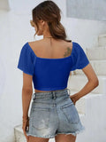 Drawstring Short Sleeve Crop Top - Trendsi - Flyclothing LLC