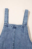Distressed Bib Pocket Wide Leg Denim Overalls - Trendsi - Flyclothing LLC