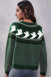 Ghost Pattern Round Neck Long Sleeve Sweater - Trendsi - Flyclothing LLC