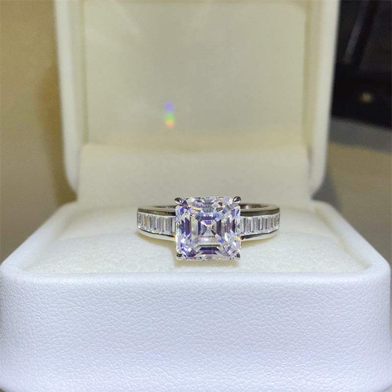 3 Carat Moissanite 925 Sterling Silver Square Shape Ring - Trendsi - Flyclothing LLC
