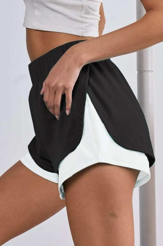 BiBi French Terry Knit Color Block with Sid Slit Shorts - Trendsi - Flyclothing LLC