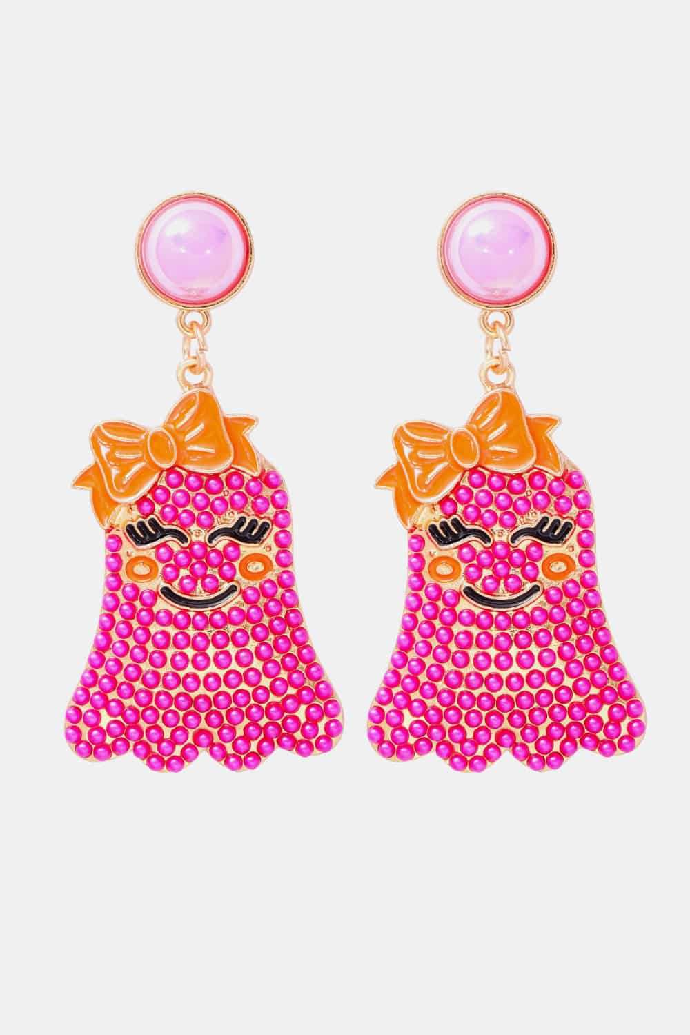 Smiling Ghost Shape Synthetic Pearl Earrings - Trendsi - Flyclothing LLC